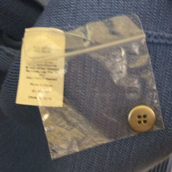 Talbots NWOT Blue Cotton Blend Ribbed Detail Open Front Sweater Jacket Size M - Picture 6 of 7